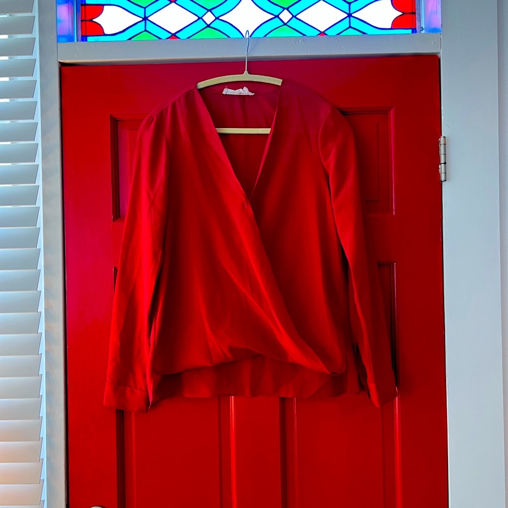 Bcbg wrap style blouse, red size XS
